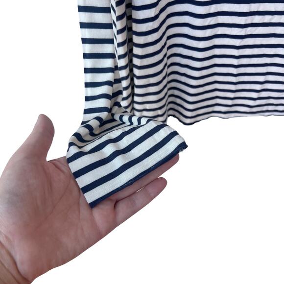 Cabi 561 Navy White Striped Sharkbite Asymmetrical Long Sleeve Top M Nautical - Picture 7 of 8